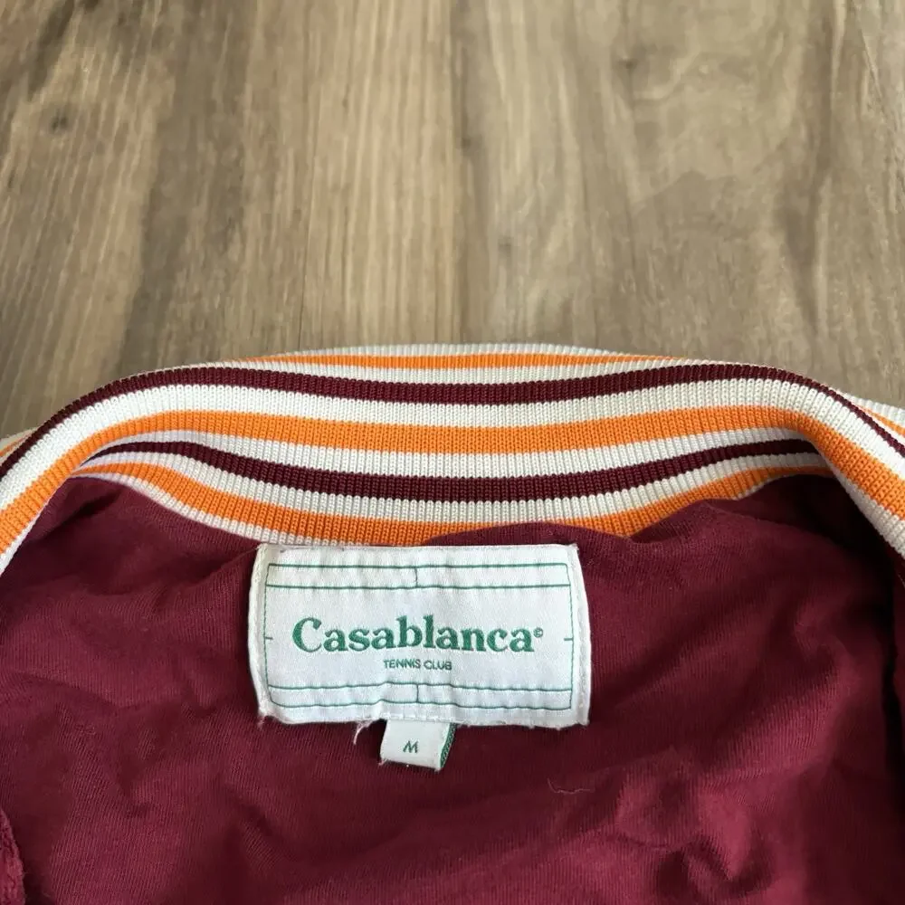 Casablanca Tennis Club Velour Racing Track Jacket Burgundy Men’s Size Small READ